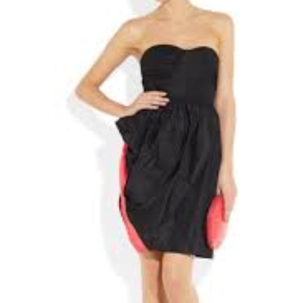 Marc By Marc Jacobs Navy And Coral Strapless Dress